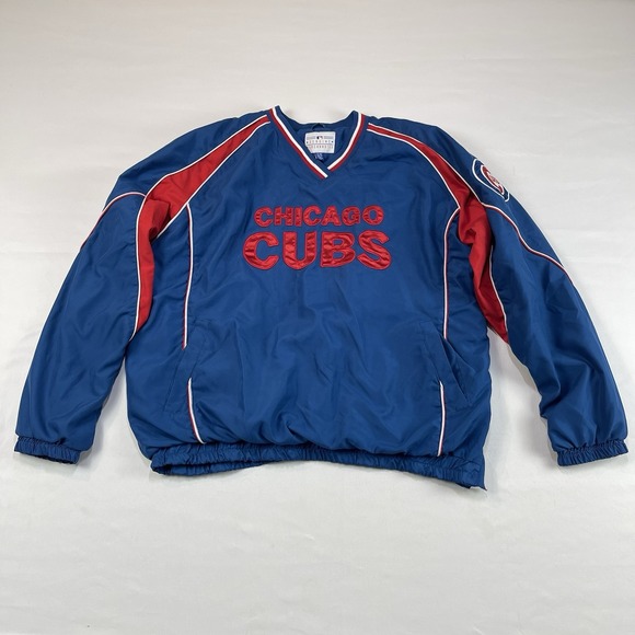 Genuine Merchandise CHICAGO CUBS Size XL V-Neck Pullover Wind Shirt Jacket Lined - Picture 1 of 16